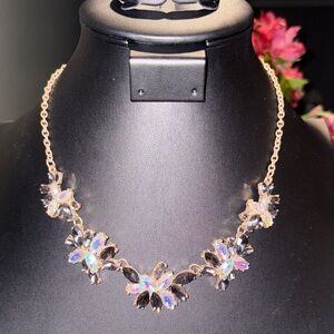 Erica Lyons Black and Silver Floral Statement Necklace